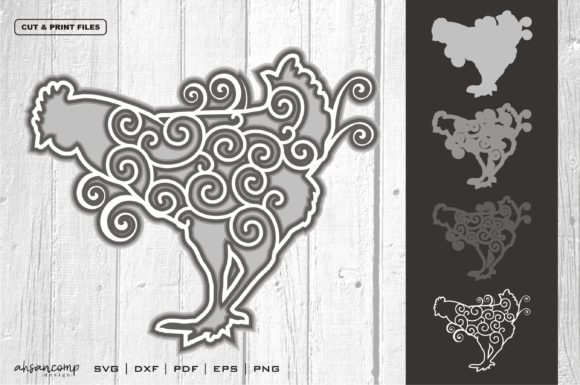 3D SVG Chicken for Shadow Boxes & Etsy Sales