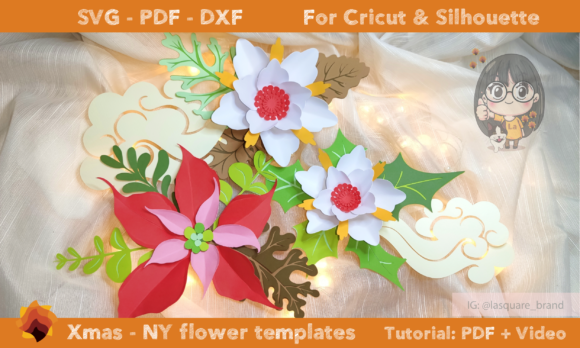 3D SVG Christmas Poinsettia Peony Templates Review