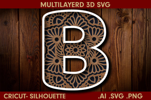 3D SVG Letter B for Shadow Boxes & Crafts