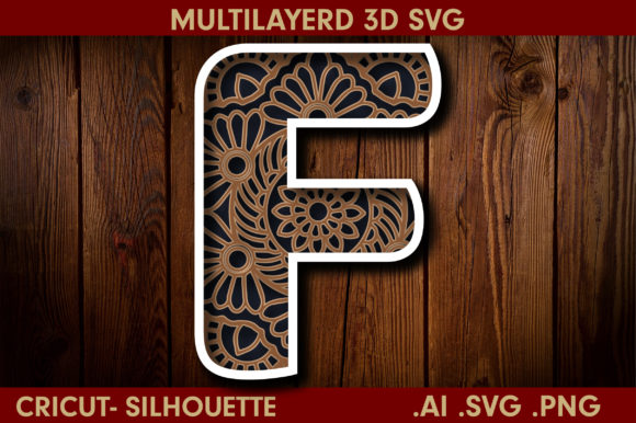 3D SVG Letter F for Shadow Boxes & Branding
