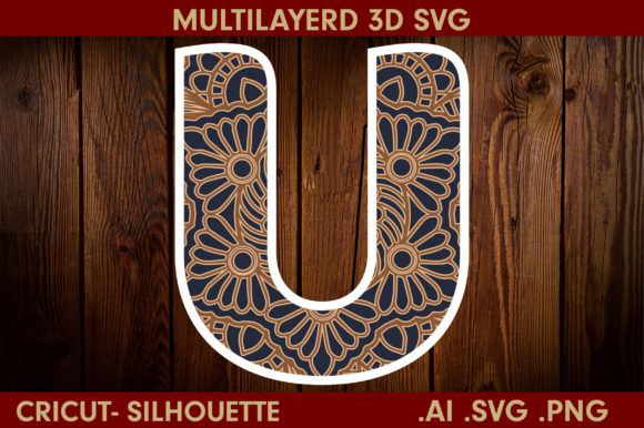 3D SVG Letter U for Shadow Boxes & Blog Graphics