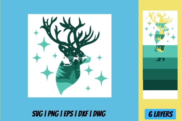 Christmas Deer Shadow Box: 3D SVG for Shadow Boxes