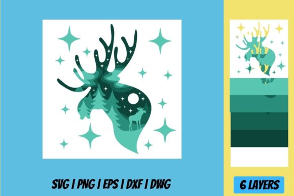 Christmas Elk Shadow Box: Premium 3D SVG for Shadow Boxes