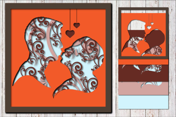 Floral Couple Kissing 3D SVG for Shadow Boxes