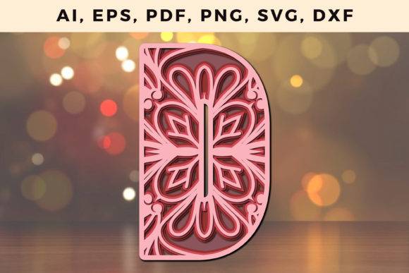 Layered D Letter 3D Mandala SVG for Shapes
