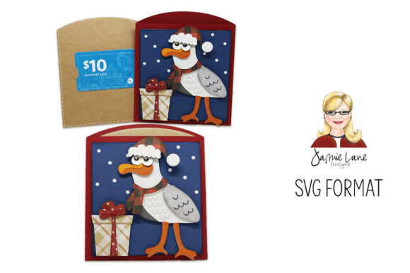 Seagull Gift Card Envelope: A 3D SVG Christmas Asset