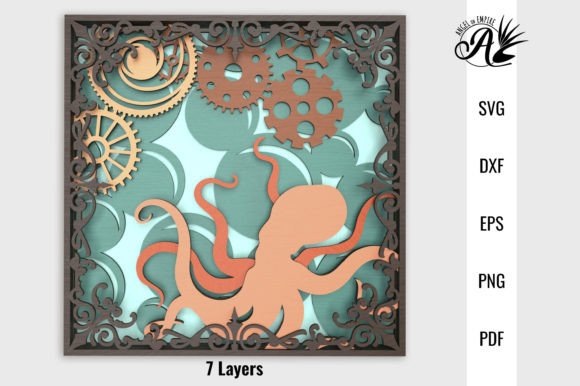 Steampunk Deep Water Octopus: 3D SVG for Shadow Boxes